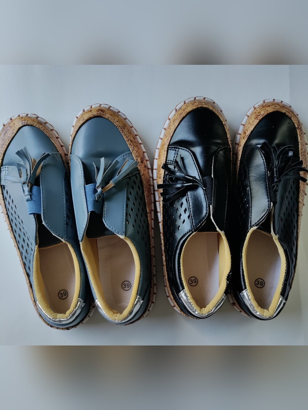 2 Pairs Women's Platform Tassel Slip-On Loafers Size 39-Comfortable Casual Shoes